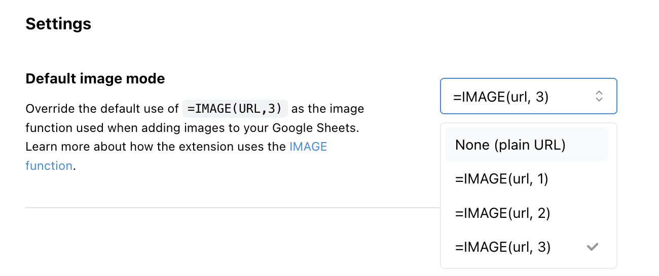Image Formatting Settings