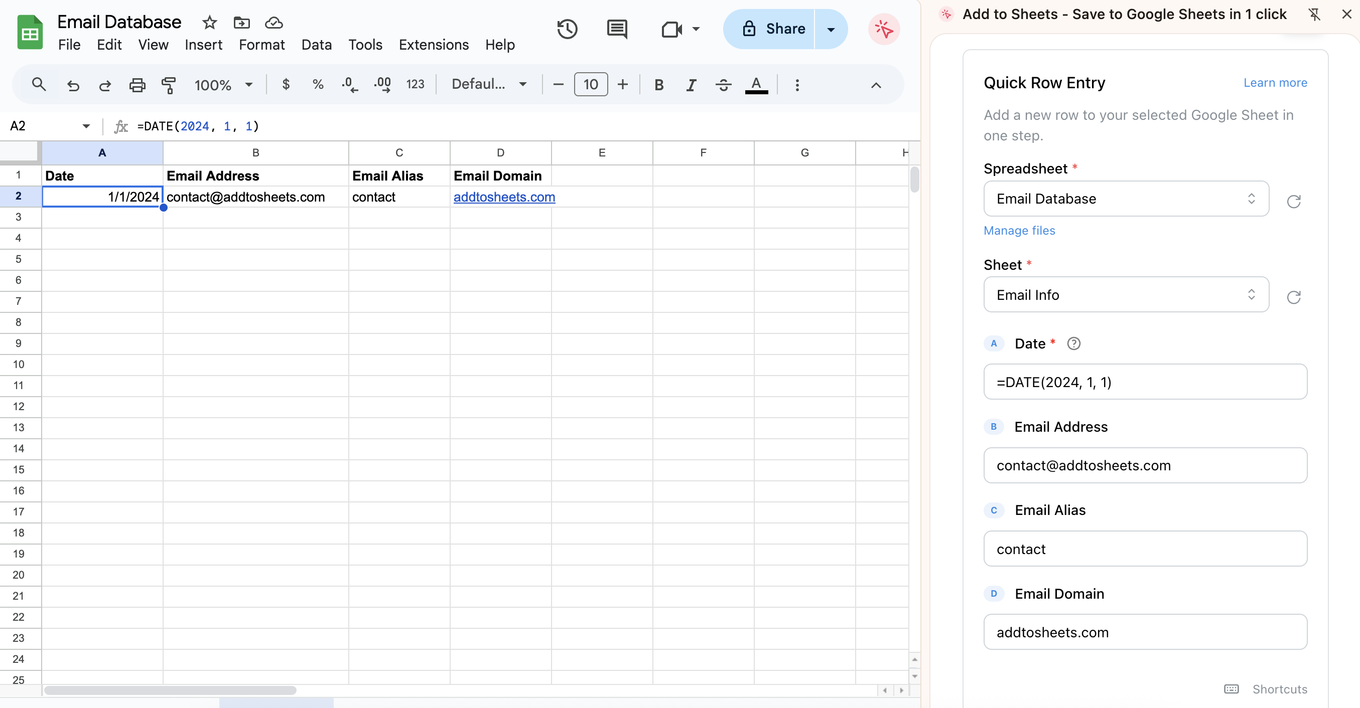 Quick Row Entry Interface